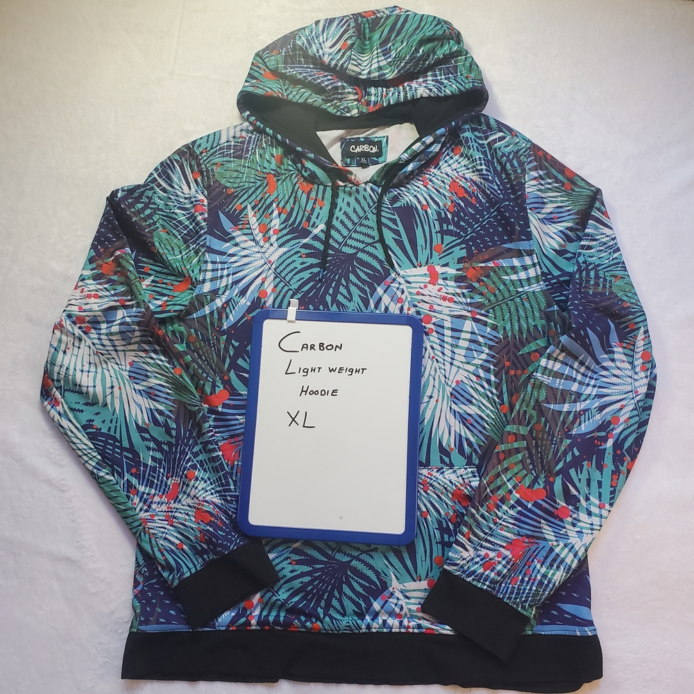 Carbon Men's Tropical Print Hoodie - Blue and Green